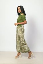 Green Pleated Bodice Dress