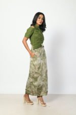 Green Pleated Bodice Dress