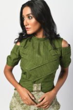 Green Pleated Bodice Dress