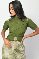 Green Pleated Bodice Dress