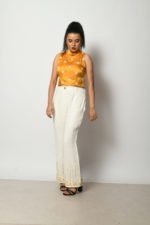 White Hand Embroidered Linen Pant