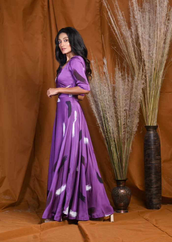 Purple Slit Flowy Maxi Dress