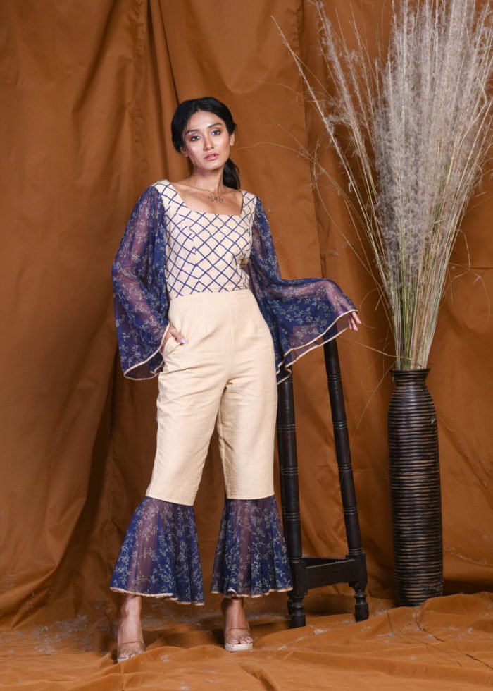 Beige Cambric Cotton Jumpsuit