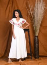 White Hand Embroidered Maxi Dress