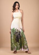 Hand Drawn Cheetah Printed Maxi Dress