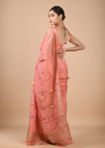 Supple Pink Hand Embroidered Silk Saree