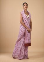 Lilac Printed Chiffon Saree