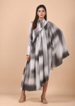 Pleated Shirt Dress with Hand Embroidered Hemline