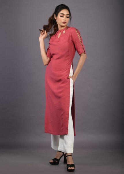 Ao Dai With Neck & Sleeve Cut Outs