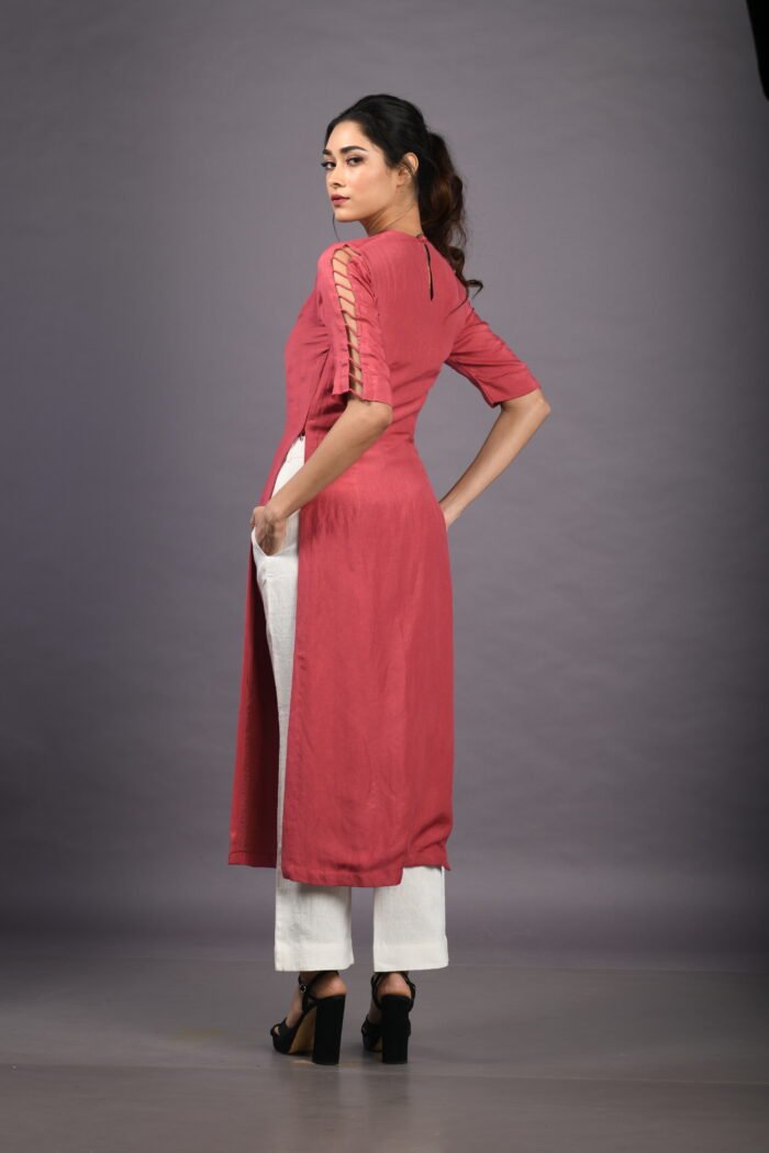 Ao Dai With Neck & Sleeve Cut Outs