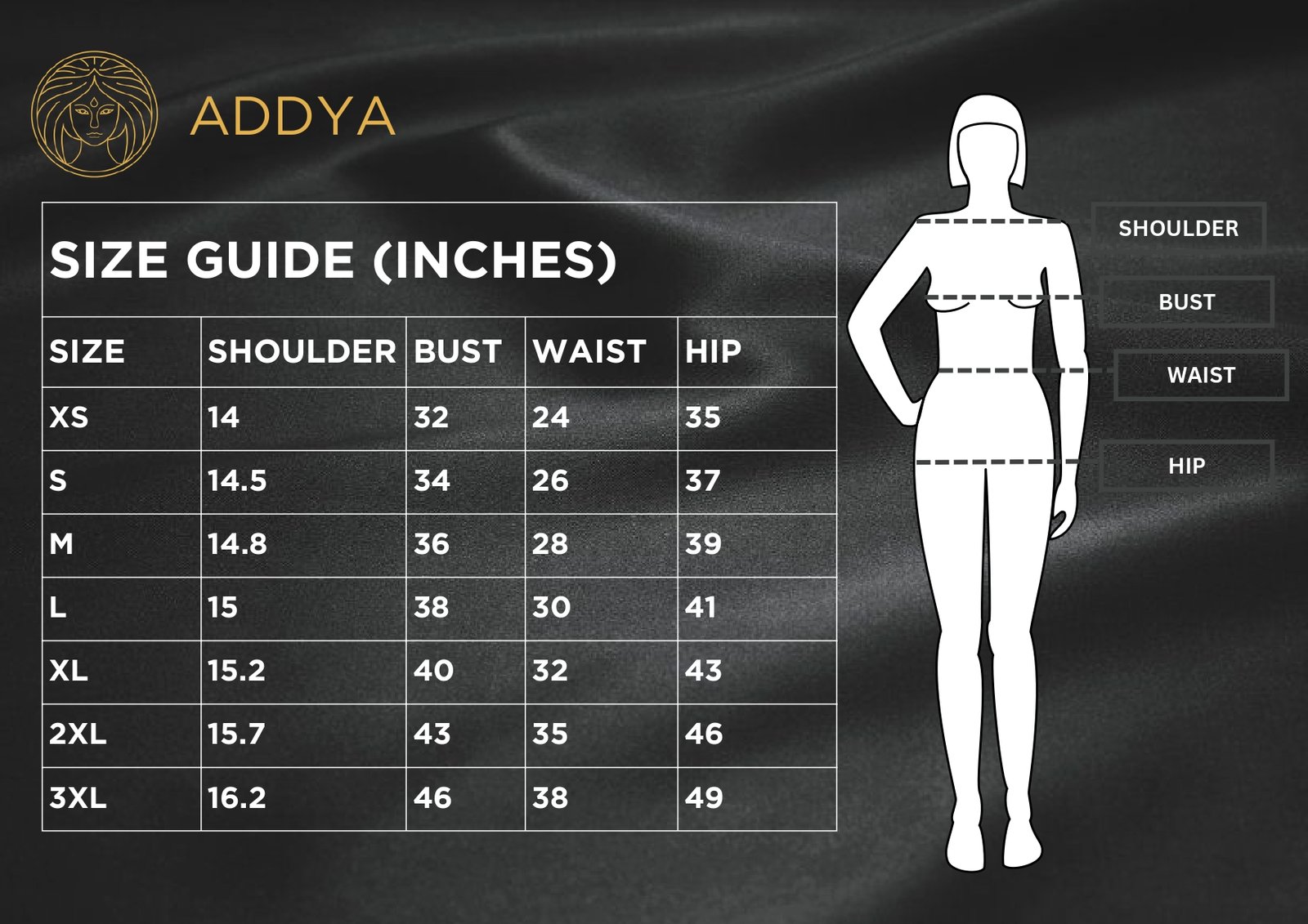 ADDYA SIZE GUIDE