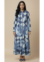 Denim Maxi Dress With Collar